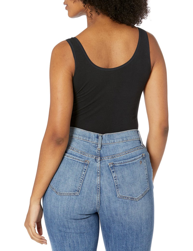 Yummie Women's Ruby Cotton Seamless Shaping Full Back Bodysuit, Black, Medium/Large - Image 2